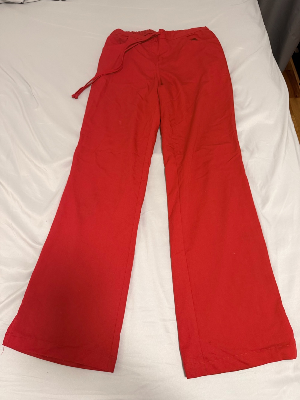 Grey's Anatomy Red Wide-Leg Drawstring Scrub Pants